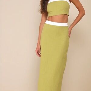 Elian Green and White Color Block Set